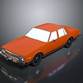 Orange Classic Sedan With White Roof Black Wheels And Vintage Design