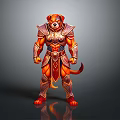 Fantasy Armored Dog Warrior Character In Red And Gold Armor Design