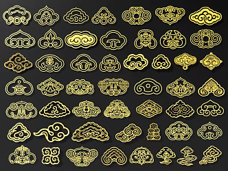 Chinese Ruyi Pattern Bat Pattern Xiangyun Cloud Pattern Classical Xiangyun Pattern Case Traditional Cloud Pattern Decoration Qing Dynasty Pattern Style Carved Pattern 3d model