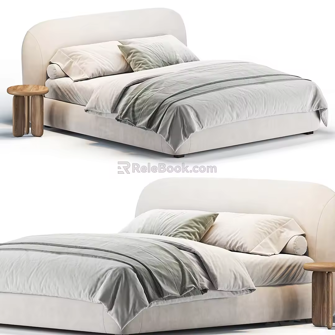 Modern fabric double bed 3d model