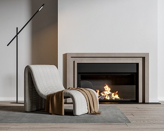 Lounge Chair Sofa Chair Embedded Fireplace Stove 3d model