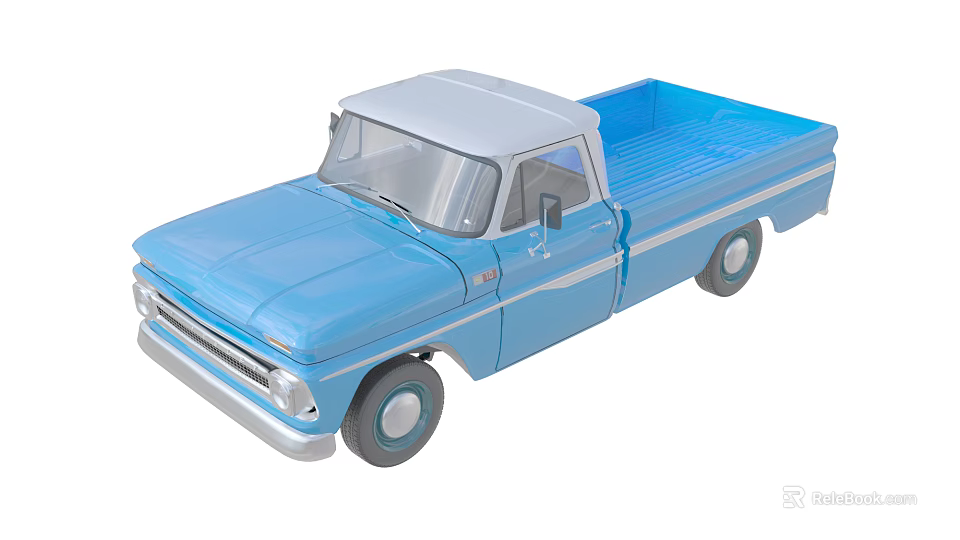 Vintage Blue Pickup Truck Toy Model With Classic Design And Open Bed 3d model 