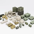 Weapon Storage Cases In Various Sizes And Colors For Military Equipment 3d model