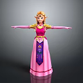Princess Character Spreading Arms In Pink Gown With Golden Ornaments And Butterflies