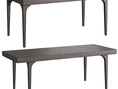 Sleek Dark Gray Wooden Dining Table With Matching Bench And Tapered Legs 3d model