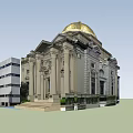 Classic European Style Architecture With Golden Dome And Stone Exterior