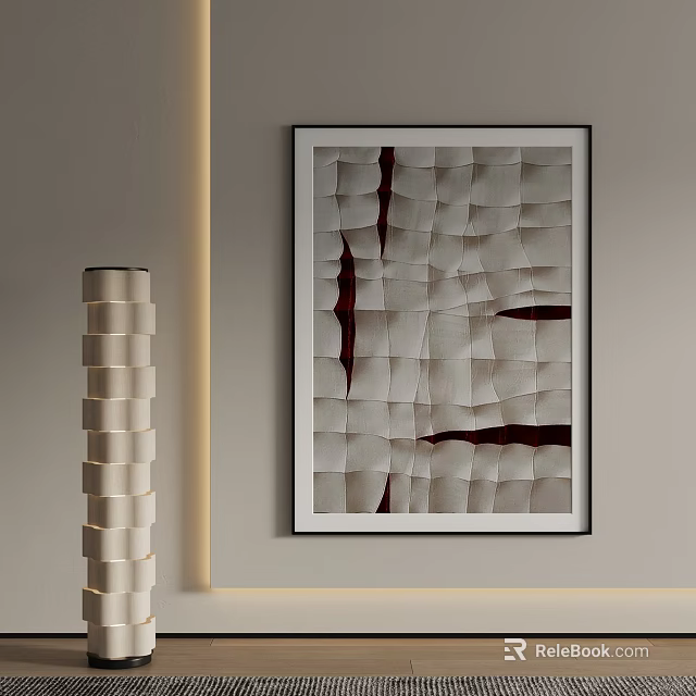 Abstract Art Painting On Wall For Interior Decor 3d model