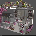 Fancy Boutique Interior Design With Pink Decor Floral Wreaths Display Counters And Seats