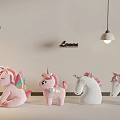 Cute Unicorn Plush Toys In Pink And White Colors Four Stuffed Figures