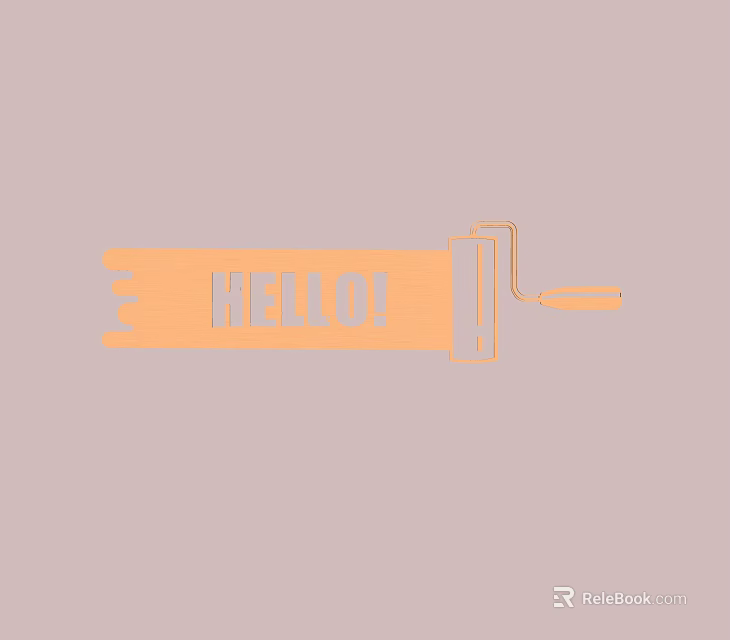 Orange Decorative Pendant With White HELLO Lettering And Hanging Cord Detail Design 3d model 