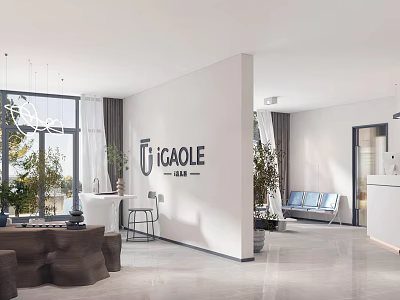 Modern Hospital Outpatient Clinic Waiting Area With Comfortable Seats And Green Plants 3d model