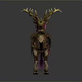 Colorful Decorated Deer with Ornate Antlers and Feather Like Patterns in Decorative Art Style