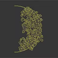 Crescent Shaped Structure Composed Of Small Gray Cubes On Dark Gray Background