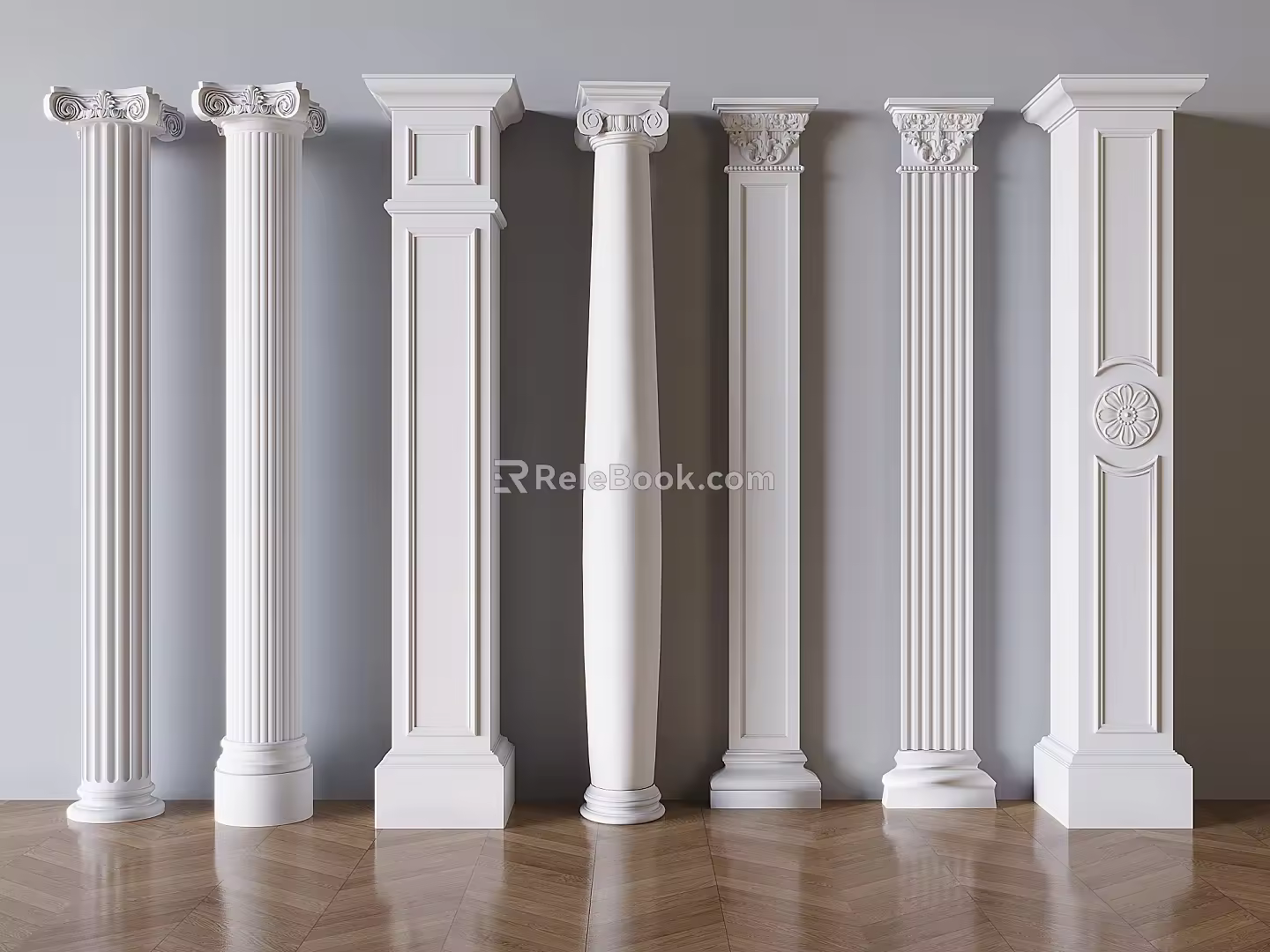 European Classical Roman Column Simple European Column Carved Column Head Column Square Column Roman Column 3d model