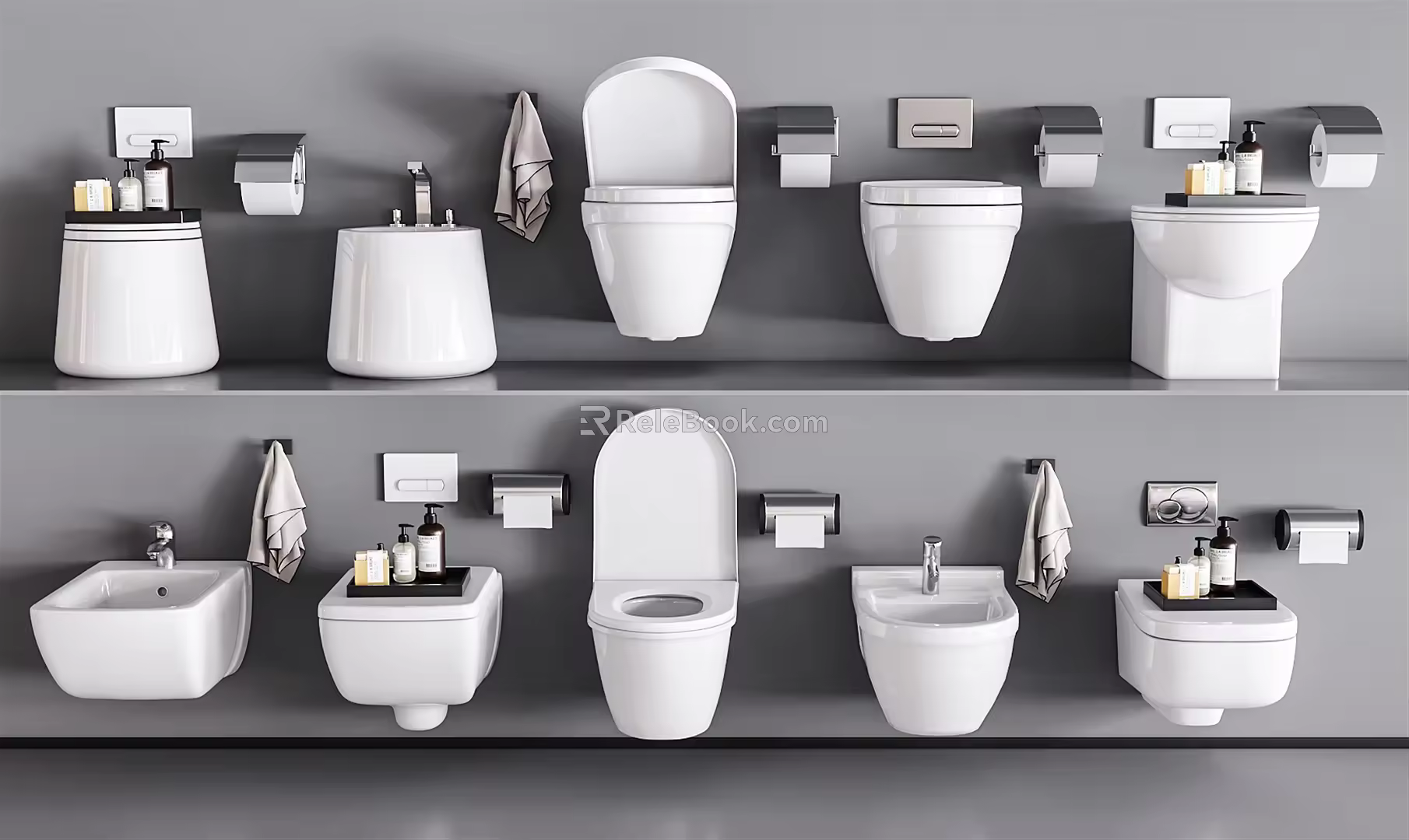 Modern toilet seat mop pool combination 3d model