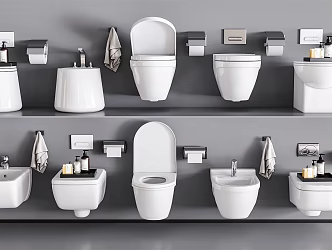 Modern toilet seat mop pool combination 3d model