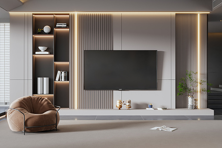 Modern TV background wall TV background 3d model