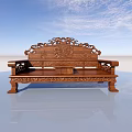 Chinese Style Wooden Sofa Bench With Intricate Carvings And Traditional Design