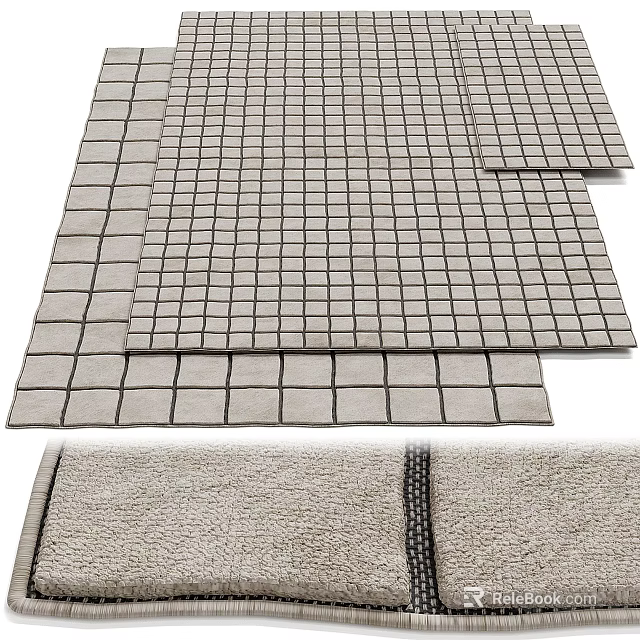 Square Rugs With Grid Design Available In Multiple Sizes And Textured Finish 3d model