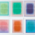 Modern Colorful Wavy Texture Wall Art Set with Green Blue Purple Pink Orange Tones