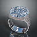 Elegant Silver Ring With Intricate Filigree Design And Diamond Accents Shiny Polished Surface
