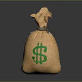 Brown Hemp Bag With Green Dollar Sign For Daily Living Use
