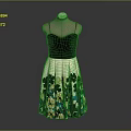 Women's Floral Print Dress with Black Lace Top and A Line Skirt Design