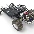 Off Road Vehicle Chassis With Large Tires Mechanical Components And Frame Structure 3d model