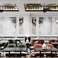 Elegant Modern Restaurant Interior With Stylish Tables Chairs Ceiling Lights And Decorative Wall Art