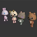 Cute Cartoon Characters With Rabbit Puppy Cat And Bear Standing Together