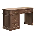 Sturdy Traditional Wooden Desk Featuring Top Two Drawers And Lower Three Storage Drawers