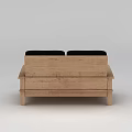 Simple Black Two Seater Sofa With Wooden Frame And Armrests
