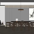 Modern dining table and chair combination 3d model