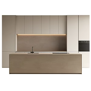 solid wood cabinet open kitchen 3d model