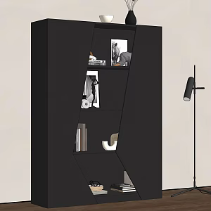 Bookcase Decorative Painting Book Decorations Floor Lamp 3d model