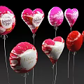 Valentine's Day Heart Shaped Balloons With Pink Red Colors And Decorative Designs