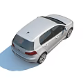 White Volkswagen Golf Modern Hatchback Car With Front View And Alloy Wheels