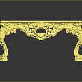 Elegant Golden Coffee Table With Ornate Carved Details And Decorative Legs