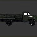 Military Green Vintage Utility Truck With Open Cargo Bed And Large Wheels