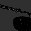 Black Machine Gun With Long Barrel And Circular Metal Stand Design