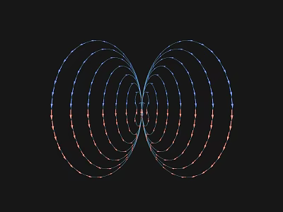 Modern Symmetric Circular Decorative Light With Blue And Orange Illuminated Rings 3d model