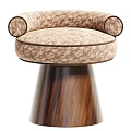 Stylish Patterned Single Chair With Fabric Upholstery And Wooden Tapered Base