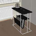 Modern Side Table With Metal Frame Black Tabletop And Storage Shelf 3d model