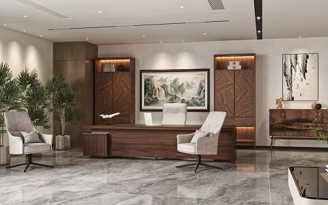 New Chinese Office Chairman's Office 3d model