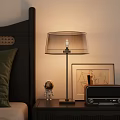 Modern Bedroom Table Lamp With Transparent Shade Astronaut Figurine And Radio
