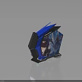 Modern Blue Futuristic Gaming PC Case With Game Theme Panel And RGB Lighting