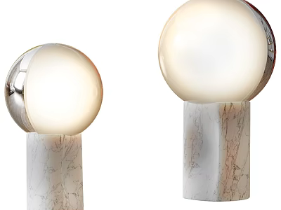Elegant Modern Table Lamp With Spherical Shade And Marble Base 3d model