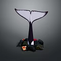 Artistic Aquatic Animal Whale Tail Sculpture with Decorative Base and Colorful Stones