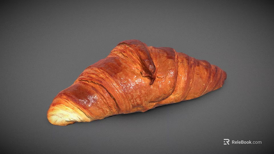 Freshly Baked Golden Brown Croissant With Flaky Layers And Buttery Texture 3d model 
