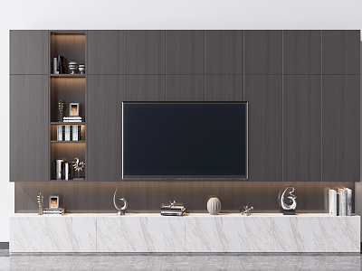 Modern TV background cabinet TV background wall model